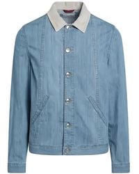 Brunello Cucinelli - Veste En Jean À Col Contrastant - Lyst