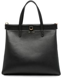 Etro - Logo-Detail Leather Tote Bag - Lyst