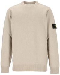 Stone Island - 5100072 Lambswool Regular-Fit Crewneck Jumper With Ribbed Trims - Lyst