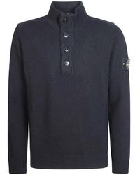 Stone Island - Compass-Patch Button-Up Sweater - Lyst