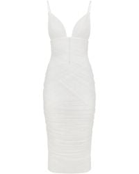Dolce & Gabbana - Midi Draped Tulle Dress - Lyst