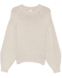 KHAITE - Ribbed-Knit Balloon-Sleeve Sweater - Lyst