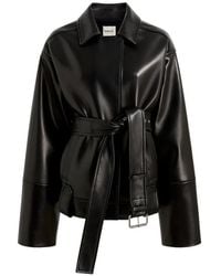 KHAITE - Alder Soft Nappa Leather Oversized Biker Jacket With Matching Belt - Lyst