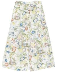 Maje - Postcard-Print Pleated Midi Skirt - Lyst