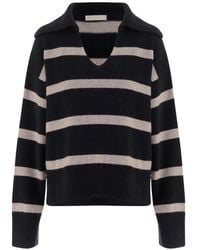Allude - Pull Rayé À Col V - Lyst