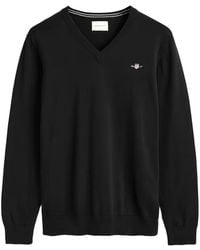 GANT - V-Neck Logo Sweater - Lyst