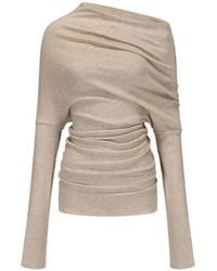 Elwood - Asymmetric Draped Off-Shoulder Long-Sleeved T-Shirt - Lyst