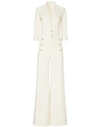 Costarellos - Velara Crystal-Buttons V-Neck Jumpsuit - Lyst
