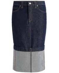 KHAITE - Kilian Two-Tone Denim Midi Skirt - Lyst