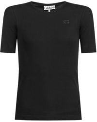 Ganni - Soft Cotton Rib T-Shirt - Lyst