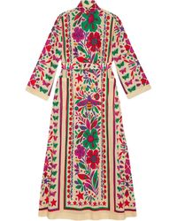 Gucci Star Garden Print Belted Dress - Multicolor
