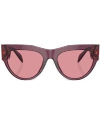 Versace - Gafas de sol con montura redonda y logo - Lyst