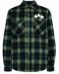 Amiri - Star-leather Flannel Shirt - Lyst