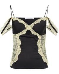 Marine Serre - Lace-Trimmed Satin Top - Lyst