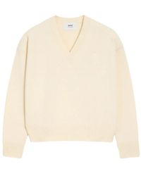 Ami Paris - Ami De Coeur Wollen Trui Met V-Hals - Lyst