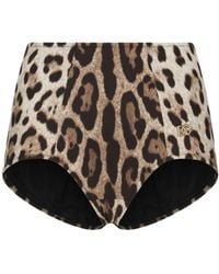 Dolce & Gabbana - Leopard-print High-waisted Bikini Bottom - Lyst