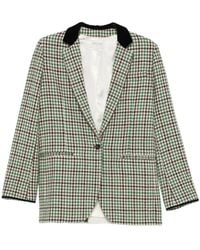 forte_forte - Check Velvet-Collar Blazer - Lyst