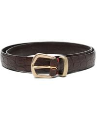 Eleventy - Croc-Effect Leather Belt - Lyst