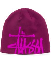 Stussy - Brushed Logo-Print Beanie Hat - Lyst