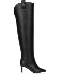 Philipp Plein - Nappa-Leather Low-Heel Overknee Boots Hexagon - Lyst
