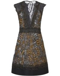 Moschino - Lace-Trim Metallic-Effect Mini Dress - Lyst