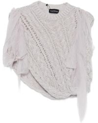 PAULINE DUJANCOURT - Cable-Knit Tulle-Trimmed Top - Lyst