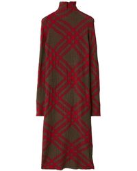 Burberry - Geruite Shiftjurk Van Wolblend - Lyst