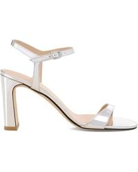 Stuart Weitzman - Metallic Block-Heel Sandals - Lyst