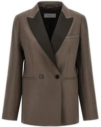 Peserico - Double-Breasted Peak-Lapels Blazer - Lyst
