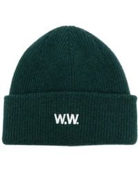 WOOD WOOD - Gerippte Beanie Mit Logo-Stickerei - Lyst