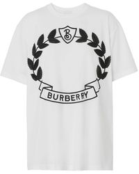 Burberry - Logo-embroidered Cotton T-shirt - Lyst