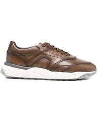 Santoni - Panelled Leather Sneakers - Lyst