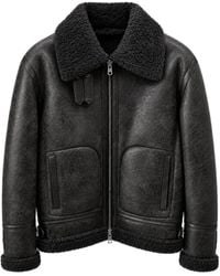 DFOUR® - Shearling-Trim Zip-Up Leather Jacket - Lyst