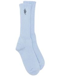 Sporty & Rich - Logo-Embroidered Ribbed-Knit Socks - Lyst