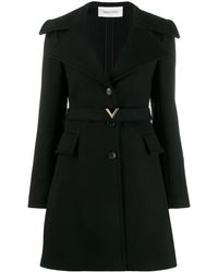 Valentino Compact V Belt Coat - Black