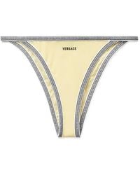 Versace - Embroidered-Logo Bikini Bottoms - Lyst
