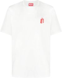 DIESEL - Crew Neck Logo-print Cotton T-shirt - Lyst