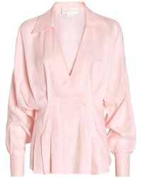 Genny - V-Neck Pleated Blouse - Lyst