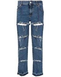 Alexander McQueen - Distressed Cropped Jeans - Lyst