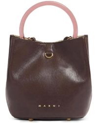 Marni - Leather Pannier Bucket Bag - Lyst