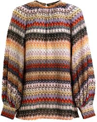 Missoni - Striped Balloon-Sleeve Top - Lyst
