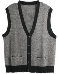 Ziggy Chen - Button-Up Knitted Sleeveless Cardigan - Lyst