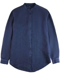 Fay - Band-collar Linen Shirt - Lyst