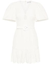 Rebecca Vallance - Kahlia Ivory Linen Blend Mini Dress With Belt - Lyst