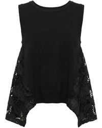 MEIMEIJ - Lace-Panelled Sleeveless Top - Lyst