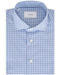 Eton - Check-Pattern Button-Down Cotton Shirt - Lyst