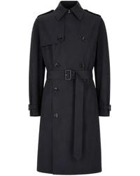 BOSS - Double-Breasted Belted Trench Coat - Lyst