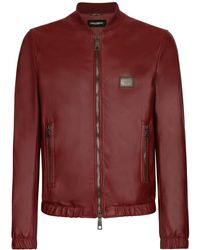 Dolce & Gabbana - Leather Bomber Jacket - Lyst