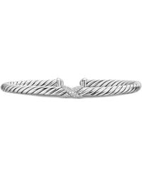 David Yurman - Sterling- Cable Flex X Station Diamond Bangle - Lyst