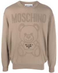 Moschino - Intarsia-knit Logo Wool Jumper - Lyst